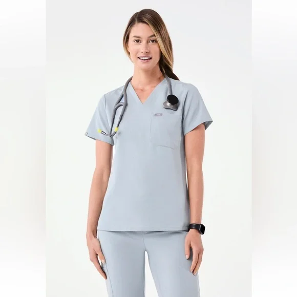 Figs Dusty Blue Catarina Scrub Top - Picture 2 of 9